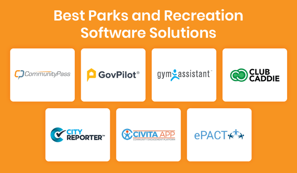 This image shows the logos of the best parks and recreation software providers, detailed in the text below.